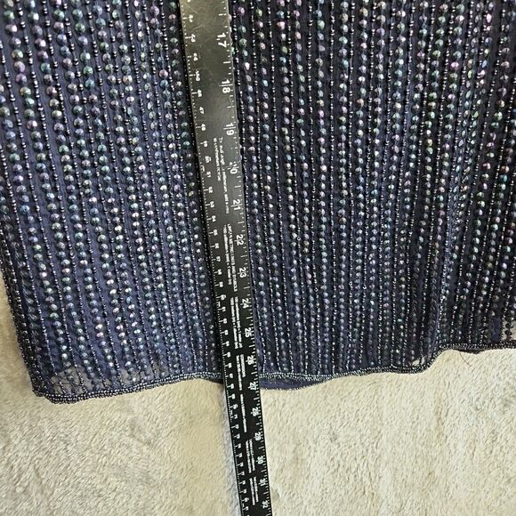 Lawrence Kazar Women's Lg blue Silk Beaded Skirt And Top formal wedding - Picture 14 of 16